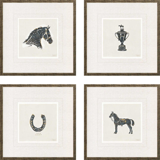 Equestrian Black Canvas Art 4PC