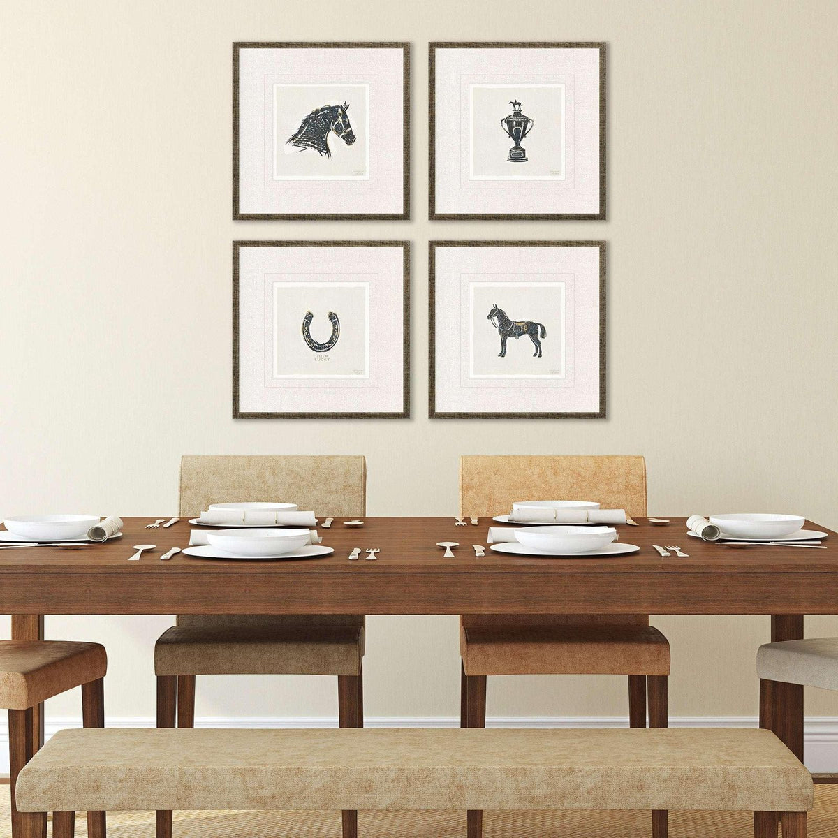 Equestrian Black Framed Wall Art 4PC -- view 2