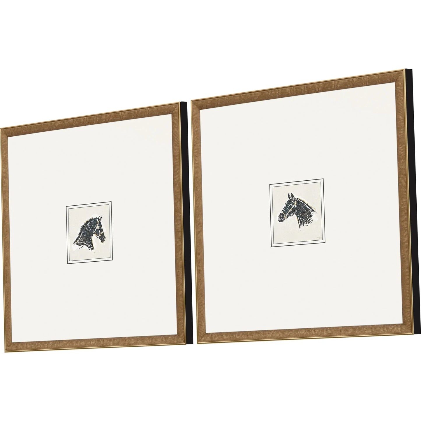 Equestrian Study Wood Frame Black Canvas Art 2PC