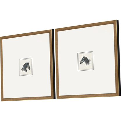 Equestrian Study Wood Frame Black Canvas Art 2PC