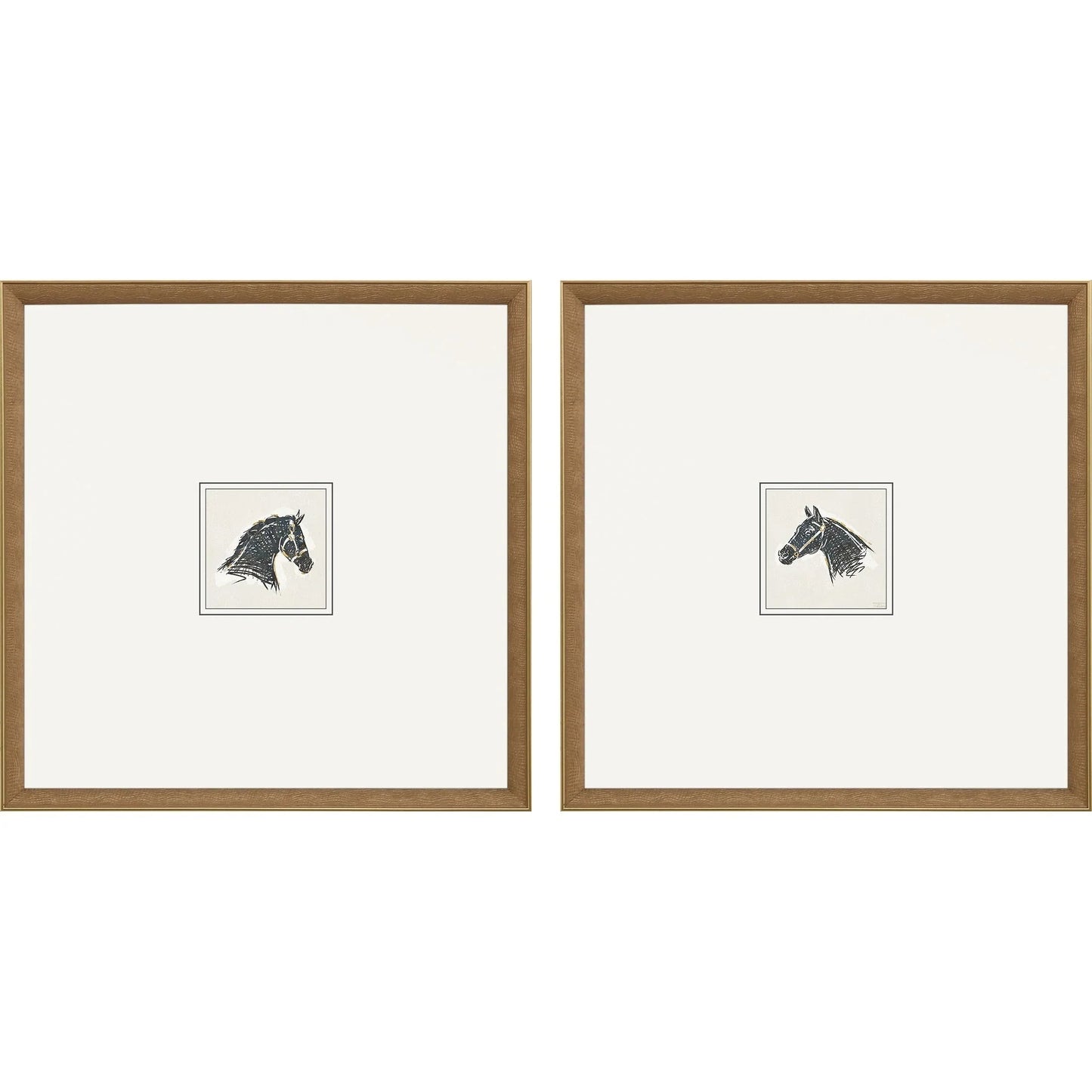 Equestrian Study Wood Frame Black Canvas Art 2PC