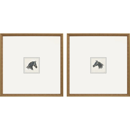 Equestrian Study Wood Frame Black Canvas Art 2PC