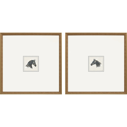 Equestrian Study Wood Frame Black Canvas Art 2PC