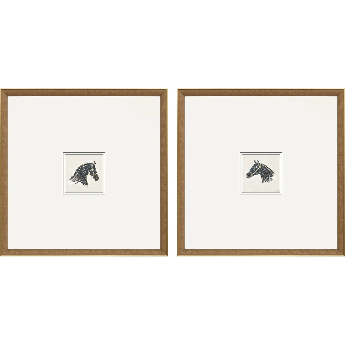 Equestrian Study Wood Framed Wall Art 2PC