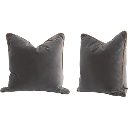 Essential Dove Velvet Piping Throw Pillow Insert - 2PC - LOOMLAN - Essentials For Living - Throw Pillows