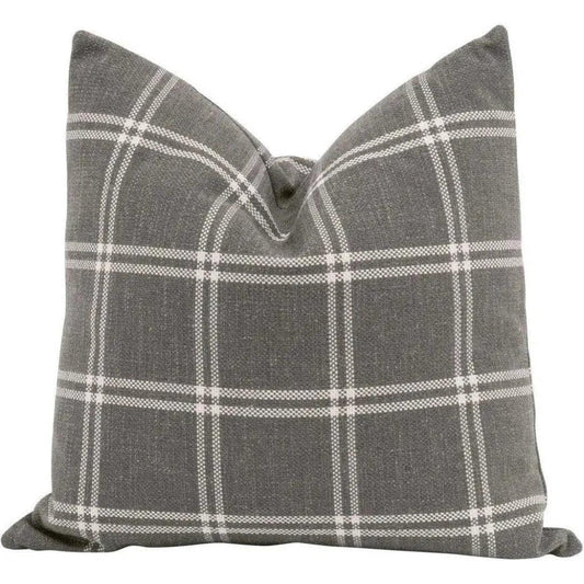 Essential Grey Checkered Performance Throw Pillow - 2PC - LOOMLAN - Essentials For Living - Throw Pillows