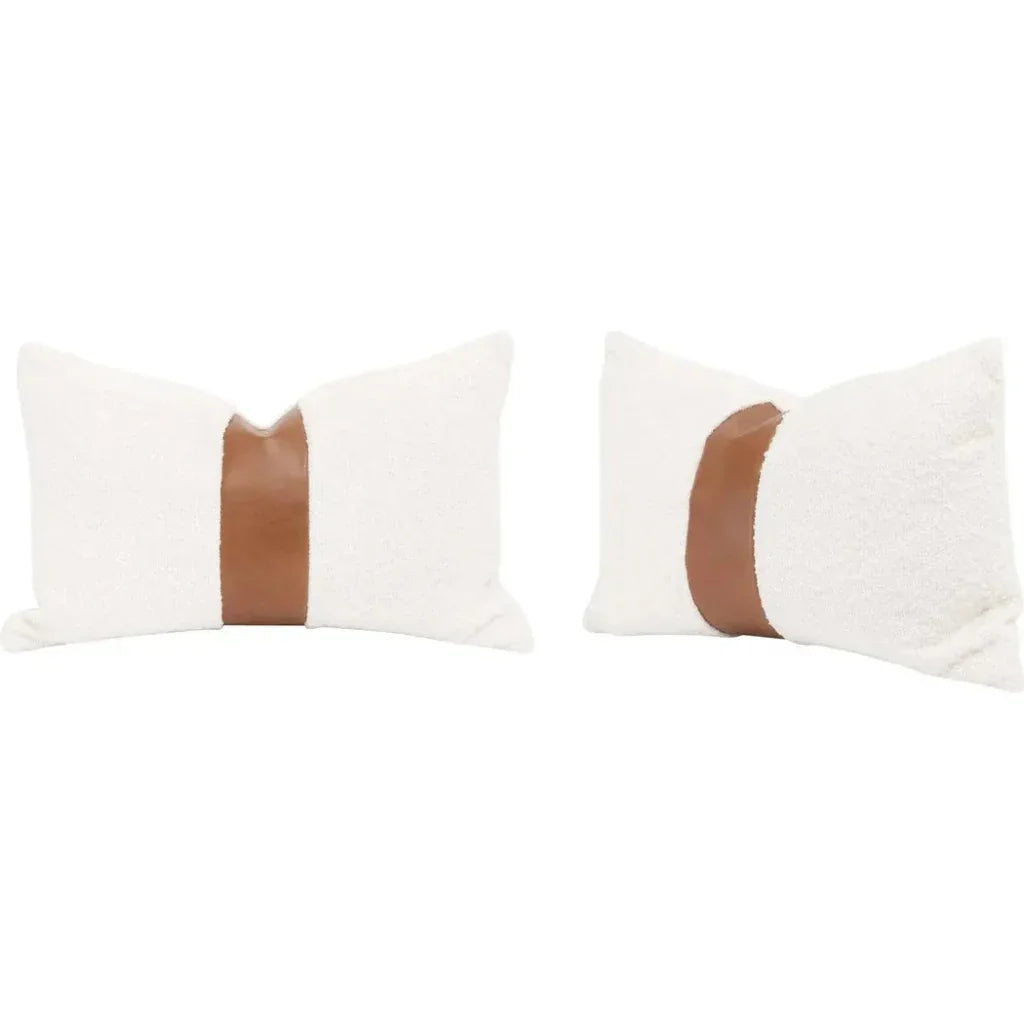 Essential White Boucle Stripe Lumbar Throw Pillow - 2PC - LOOMLAN - Essentials For Living - Throw Pillows