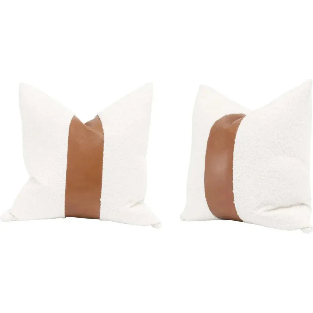 Essential White Boucle Stripe Throw Pillow Insert - 2PC - LOOMLAN - Essentials For Living - Throw Pillows