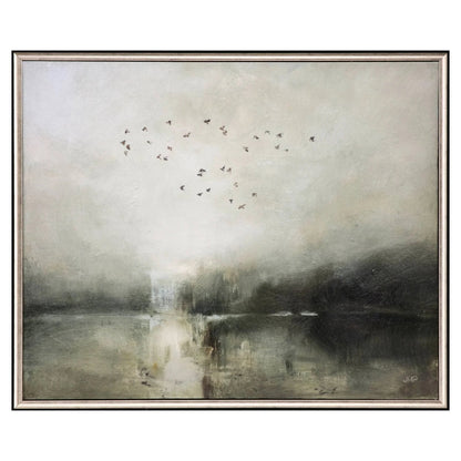 Evening Flight Green Framed Wall Art