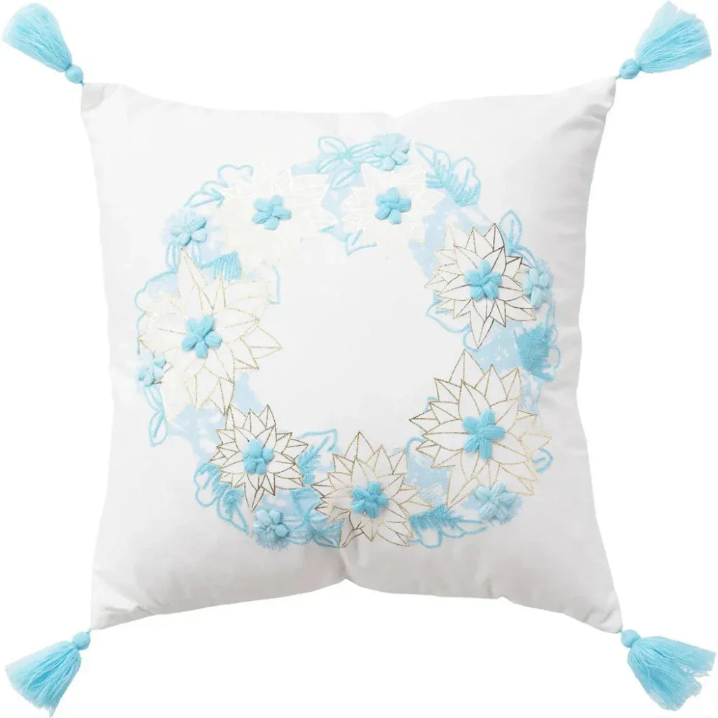 LOOMLAN Evie White Aqua Throw Pillow Down Insert