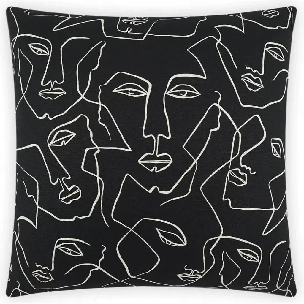 Face Up Black Throw Pillow With Insert - LOOMLAN - D.V. Kap - Throw Pillows