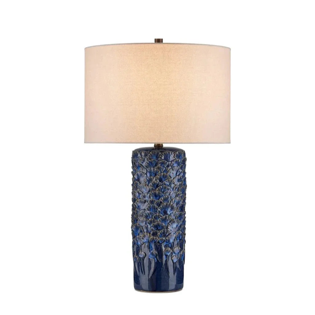 Fairmont Dark Blue Textured Table Lamp - LOOMLAN - Currey & Co - Table Lamps