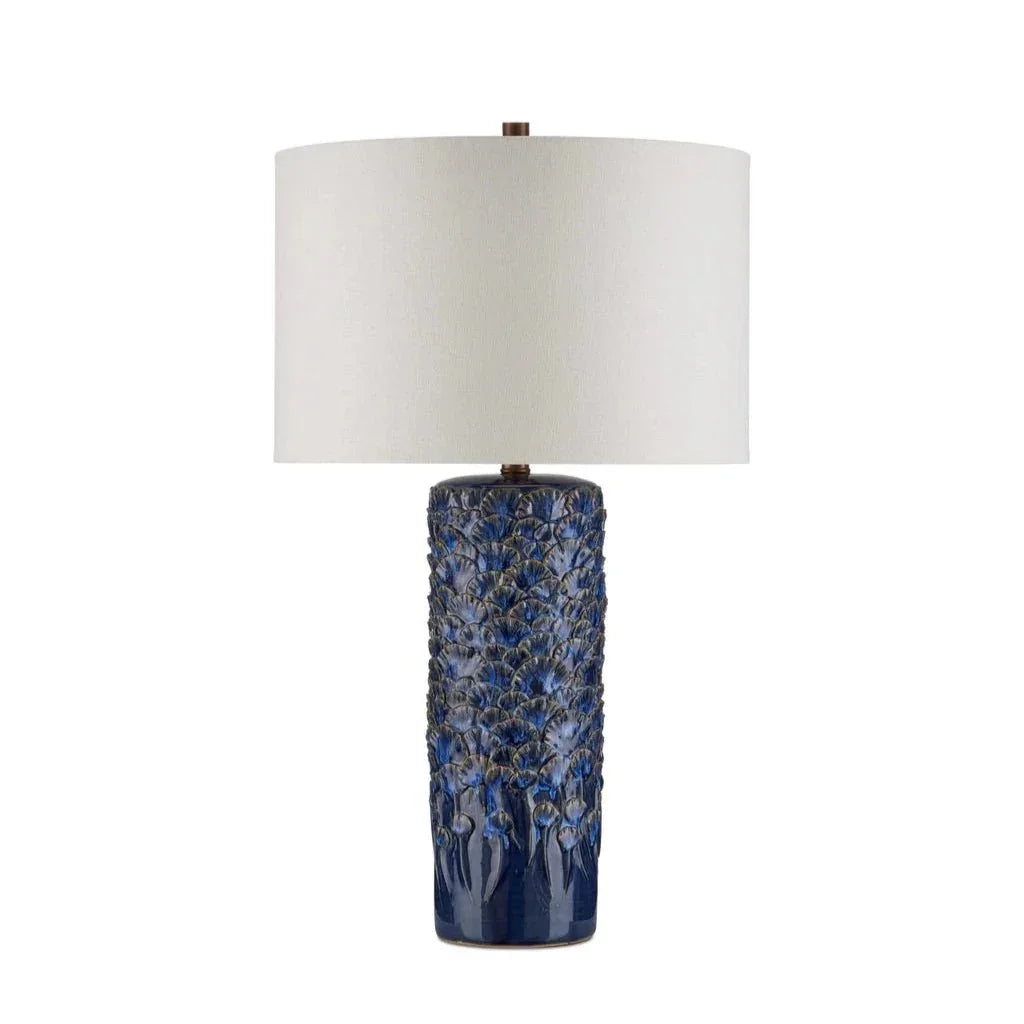 Fairmont Dark Blue Textured Table Lamp - LOOMLAN - Currey & Co - Table Lamps