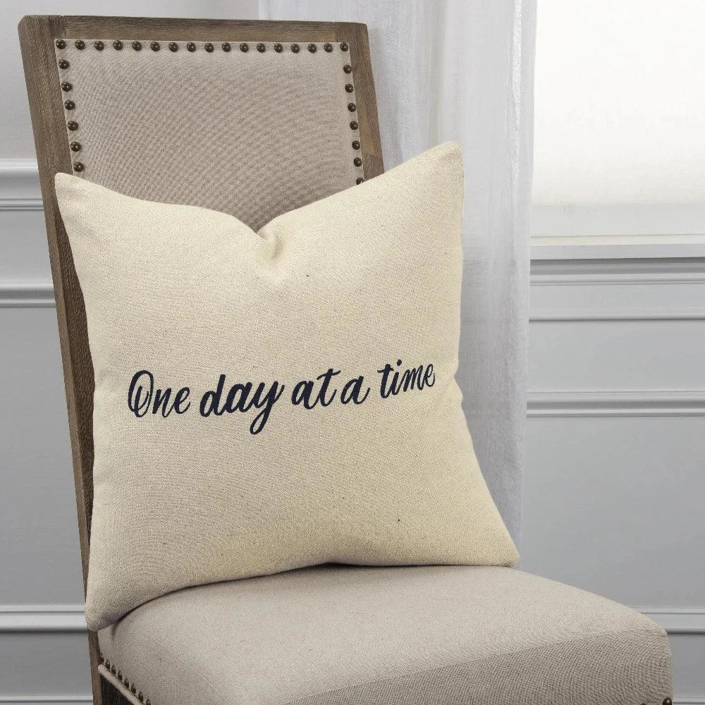 LOOMLAN Faith Square Inked Brown Throw Pillow Cover With Insert