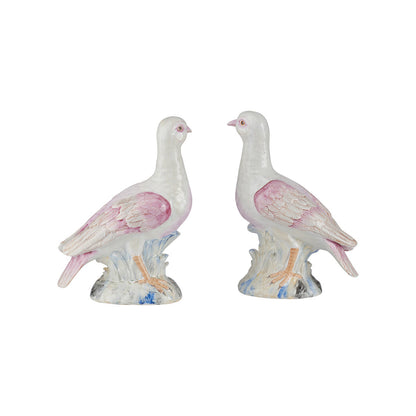 Famille Rose Ceramic Terns Sculpture (Pr)