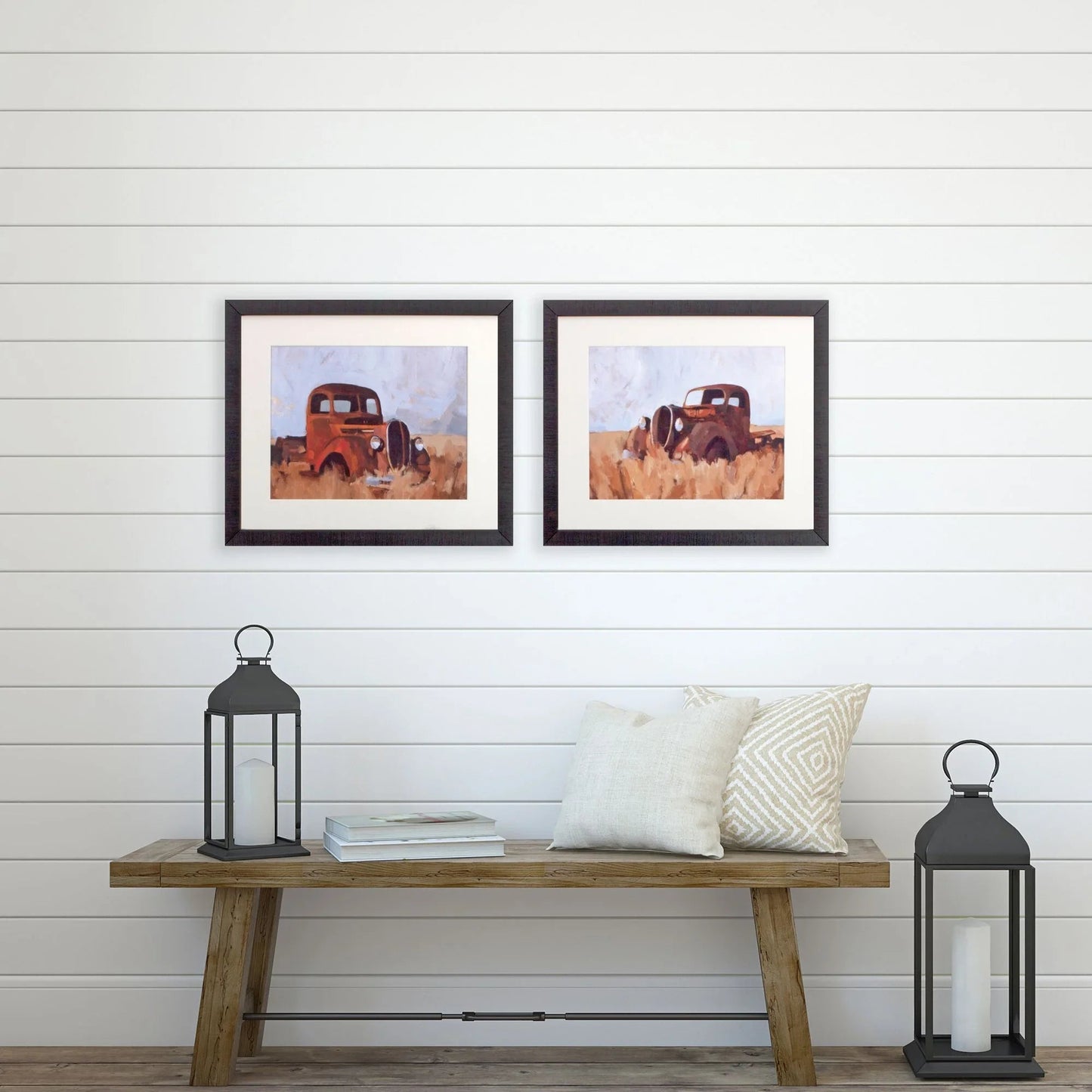 Farm Truck Brown Canvas Art 2PC