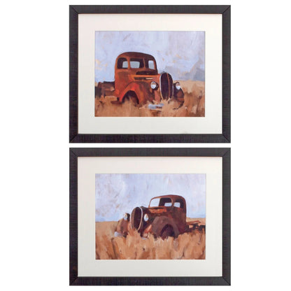 Farm Truck Brown Canvas Art 2PC