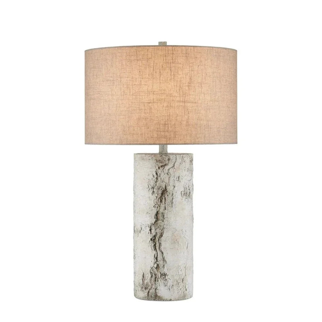 Faux Birch Rustic Cement Design Table Lamp - LOOMLAN - Currey & Co - Table Lamps