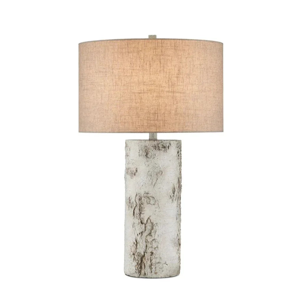 Faux Birch Rustic Cement Design Table Lamp - LOOMLAN - Currey & Co - Table Lamps