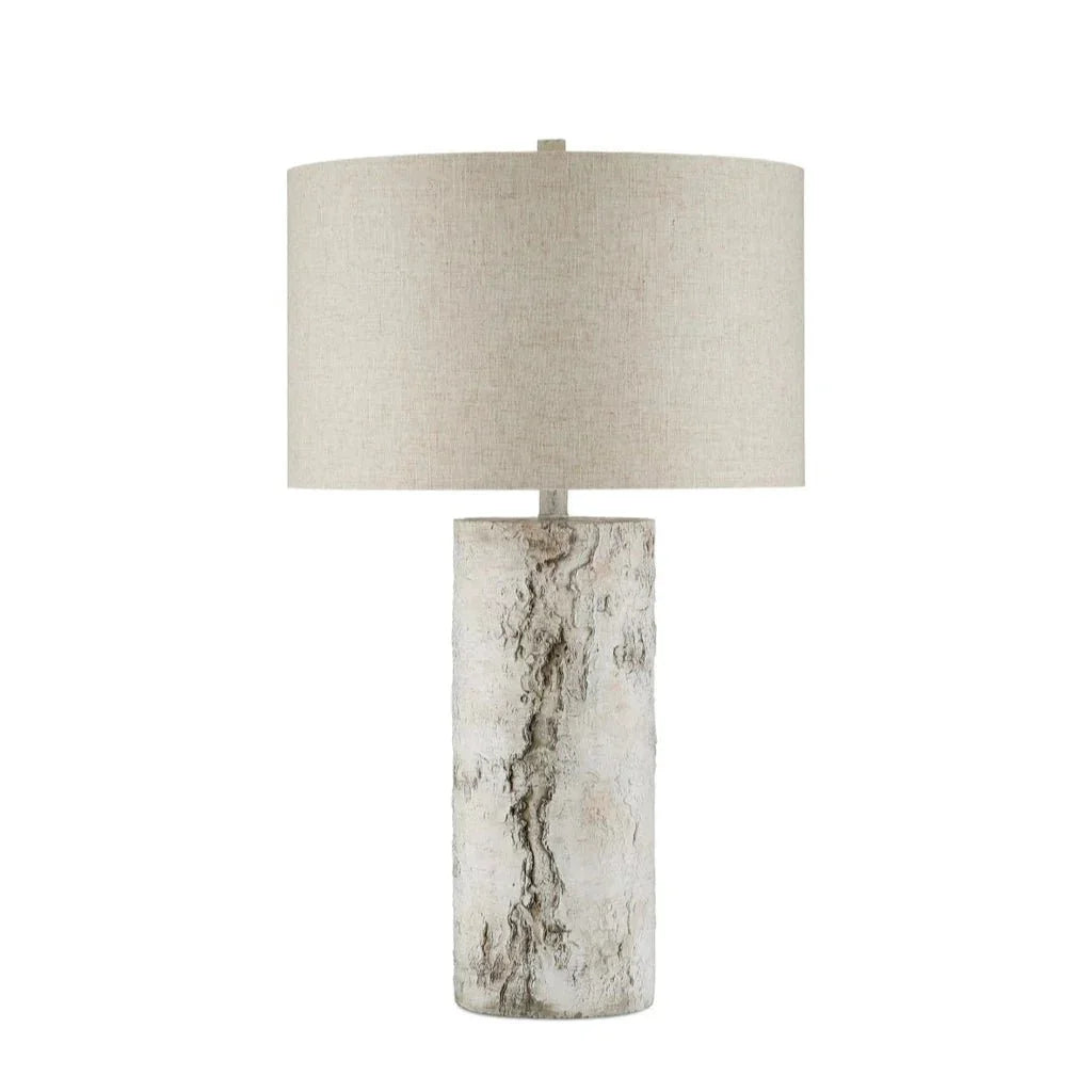 Faux Birch Rustic Cement Design Table Lamp - LOOMLAN - Currey & Co - Table Lamps