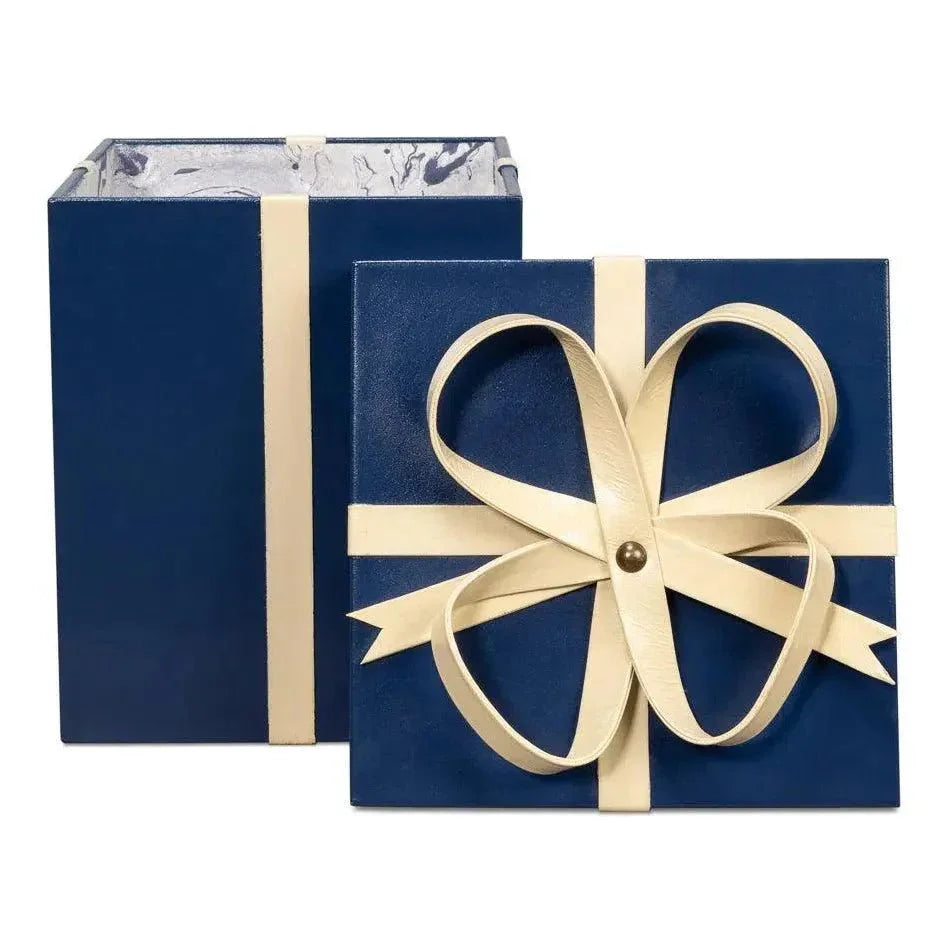 Ferrell Leather & Mdf Blue Holiday Boxes Set of 3 - LOOMLAN - Sarreid - Boxes & Bowls