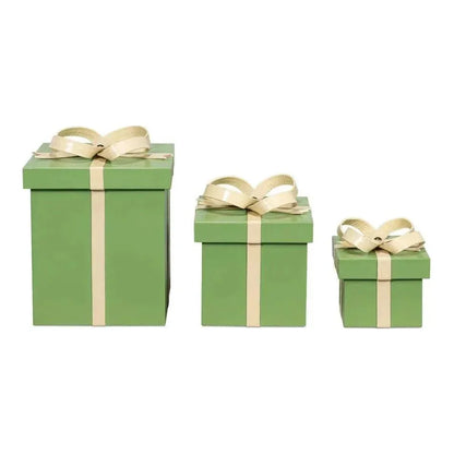 Ferrell Leather & Mdf Green Holiday Boxes Set of 3 - LOOMLAN - Sarreid - Boxes & Bowls