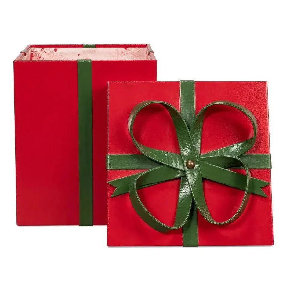Ferrell Leather & Mdf Red Holiday Boxes Set of 3 - LOOMLAN - Sarreid - Boxes & Bowls