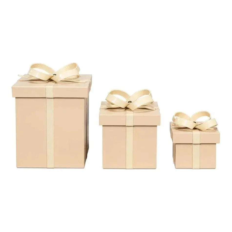 Ferrell Leather & Mdf Taupe Holiday Boxes Set of 3 - LOOMLAN - Sarreid - Boxes & Bowls