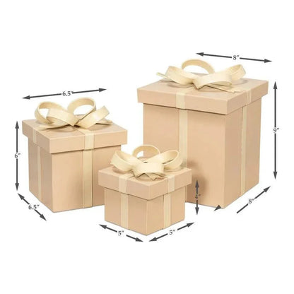 Ferrell Leather & Mdf Taupe Holiday Boxes Set of 3 - LOOMLAN - Sarreid - Boxes & Bowls