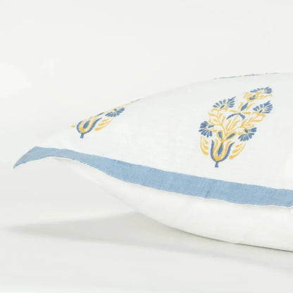 Flanged Floral Blue Throw Pillow Down Insert - LOOMLAN - LOOMLAN - Throw Pillows