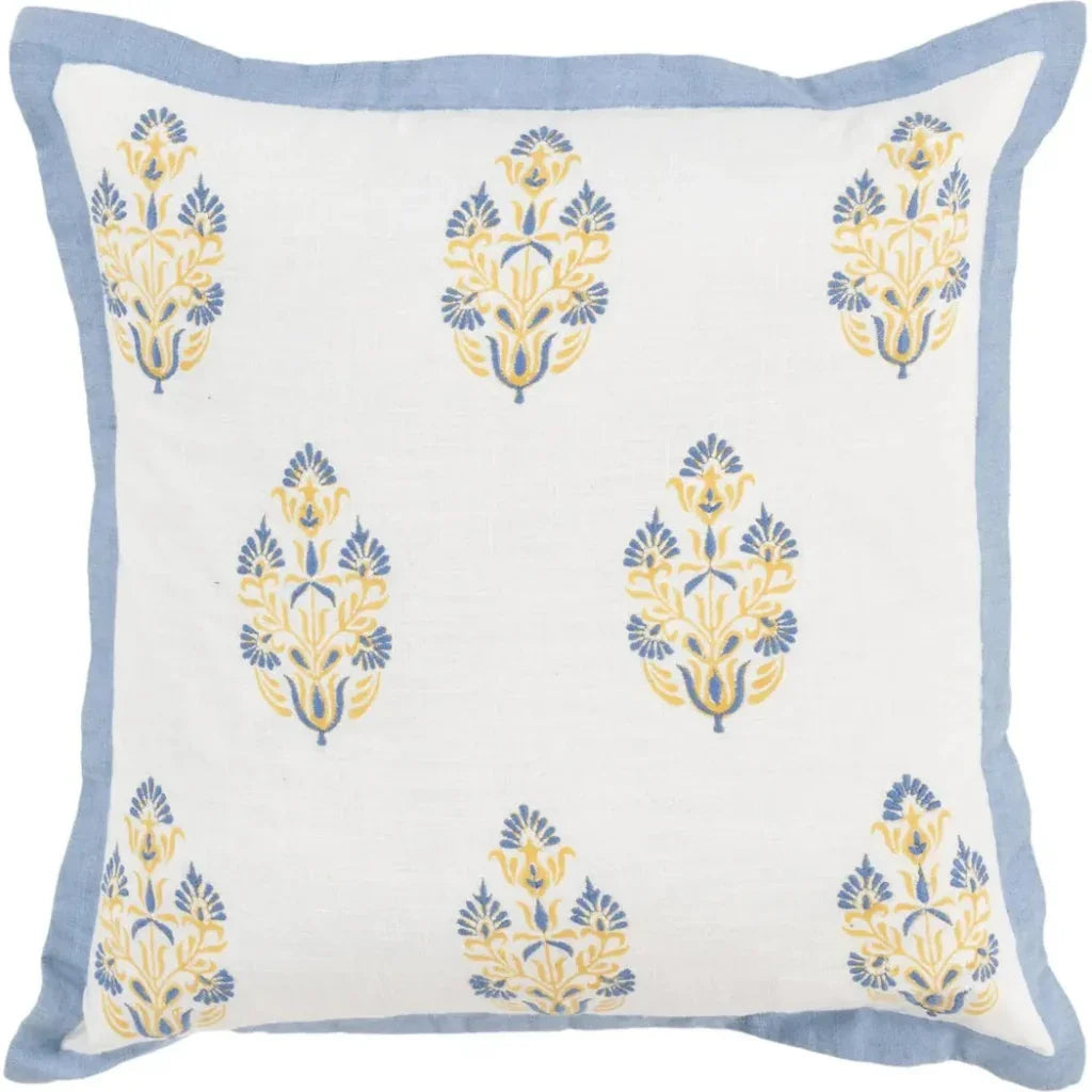Flanged Floral Blue Throw Pillow Down Insert - LOOMLAN - LOOMLAN - Throw Pillows