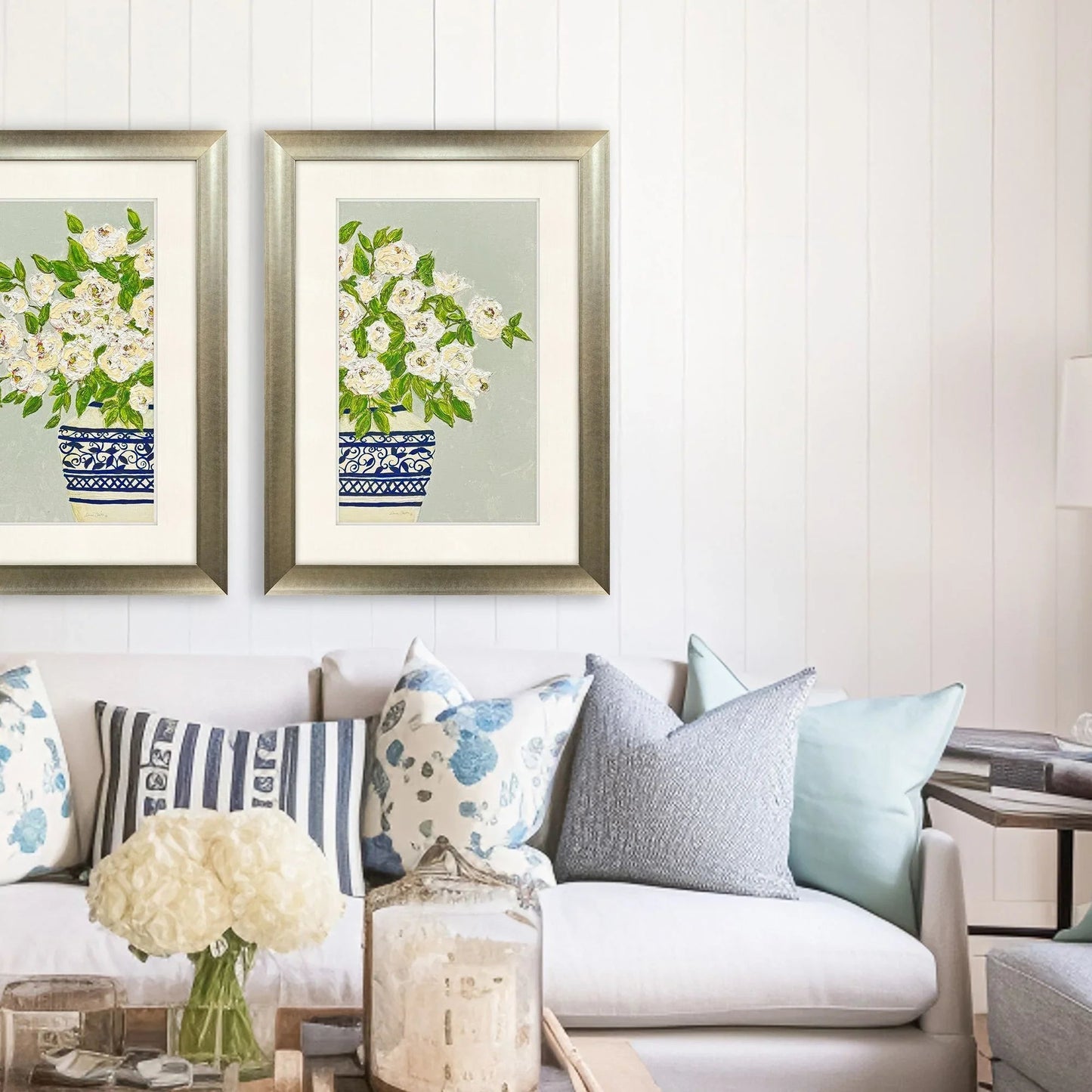 Floral Balance Blue Canvas Art