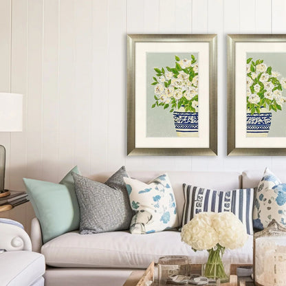 Floral Balance Blue Framed Wall Art -- view 2