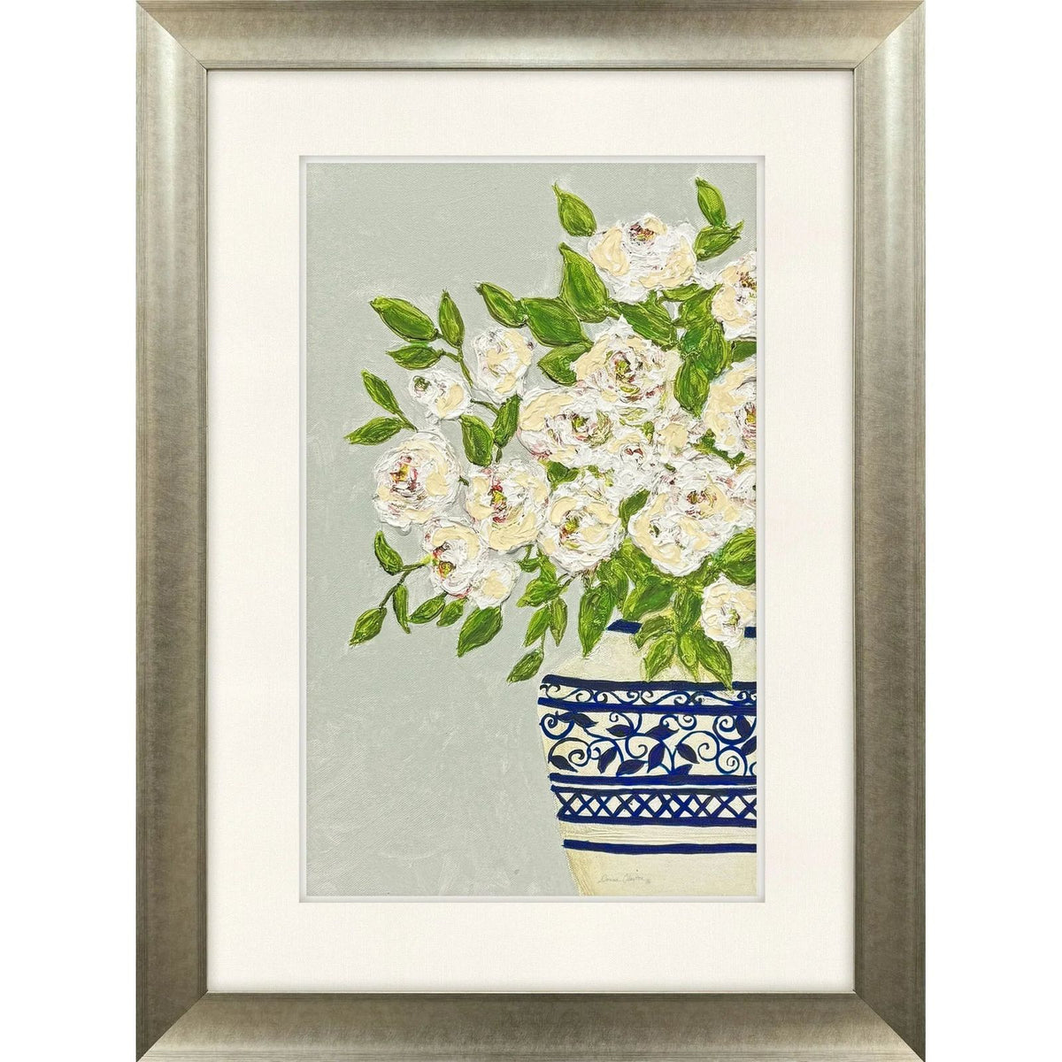 Floral Balance Blue Framed Wall Art