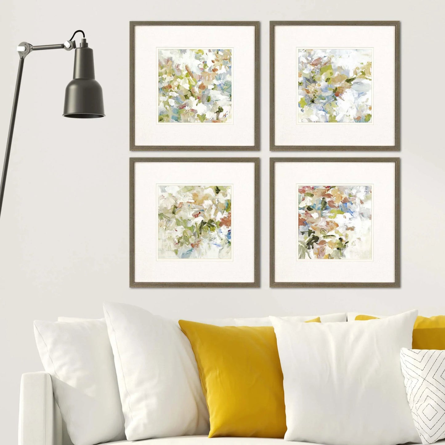 Floral Blush Wood Frame Multi Canvas Art 4PC