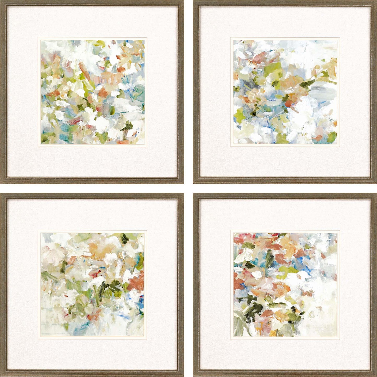 Floral Blush Wood Frame Multi Canvas Art 4PC