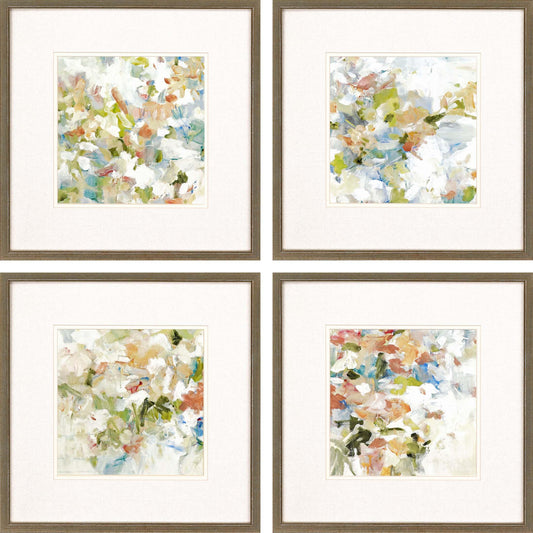 Floral Blush Wood Frame Multi Canvas Art 4PC