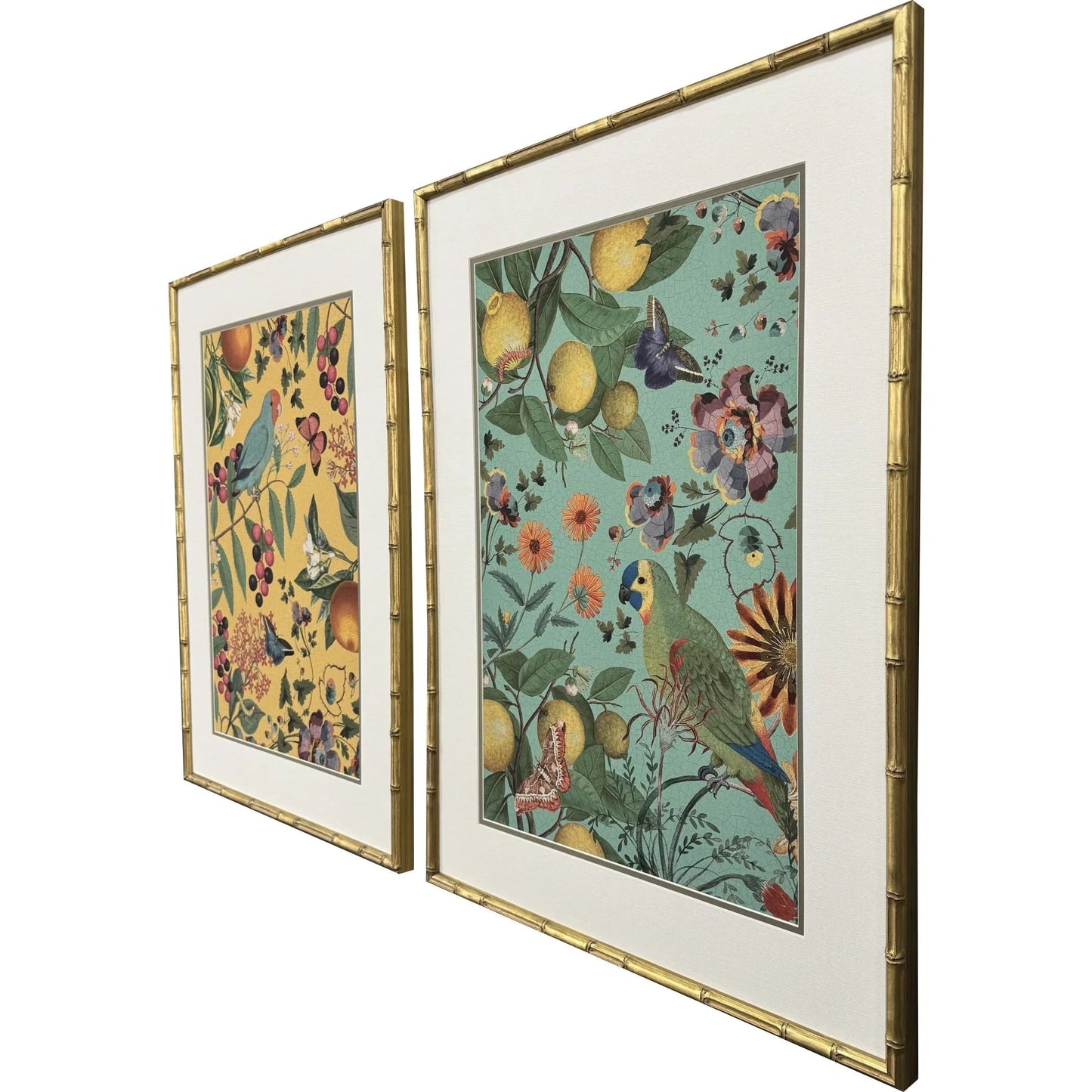 Floral Fruit Garden Wood Frame Green Canvas Art 2PC