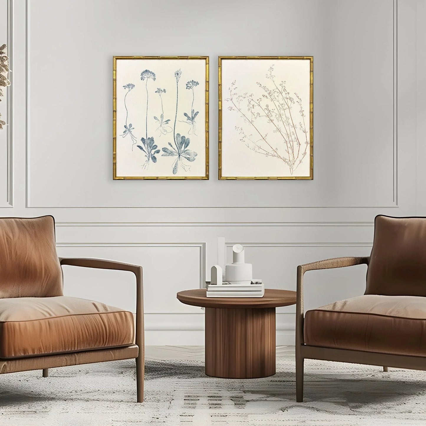 Floral Trace III Wood Frame Multi Canvas Art 2PC