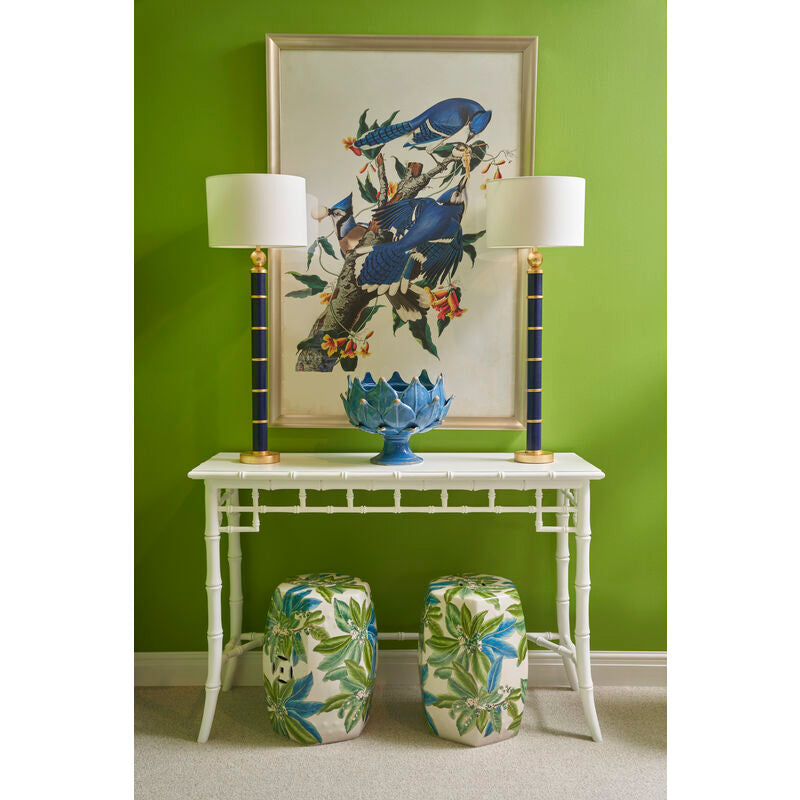 Chelsea House Floral White Glazed Porcelain Outdoor Garden Stool
