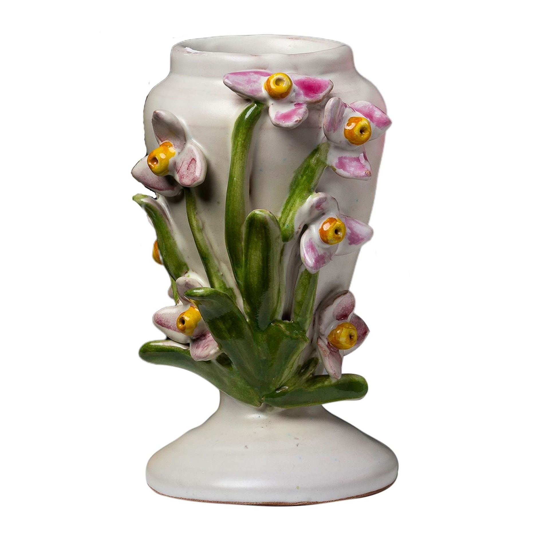 Abigails Flower Design White Ceramic Vase
