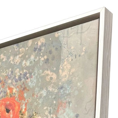 Flower Face Wood Frame Red Canvas Art