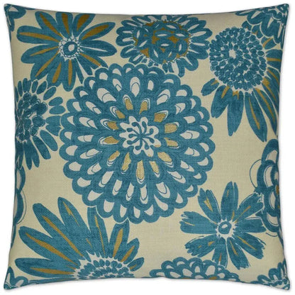 Flower Pops Peacock Blue Throw Pillow Insert - LOOMLAN - D.V. Kap - Throw Pillows