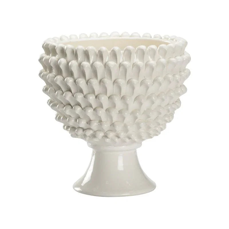 Flowered Ceramic Made Footed Vase - LOOMLAN - Chelsea House - Vases & Jars