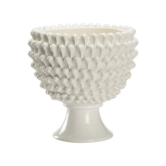 Flowered Ceramic Made Footed Vase - LOOMLAN - Chelsea House - Vases & Jars