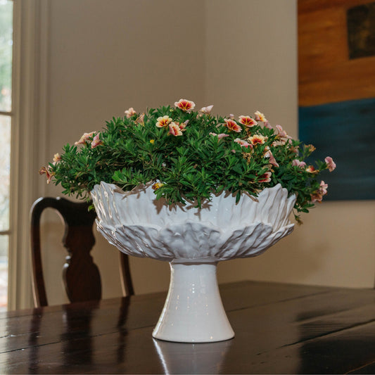 Foliage Ceramic Footed Compote