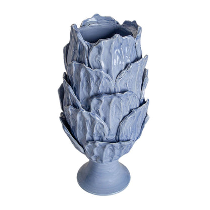Abigails Foliage Periwinkle Ceramic Footed Vase