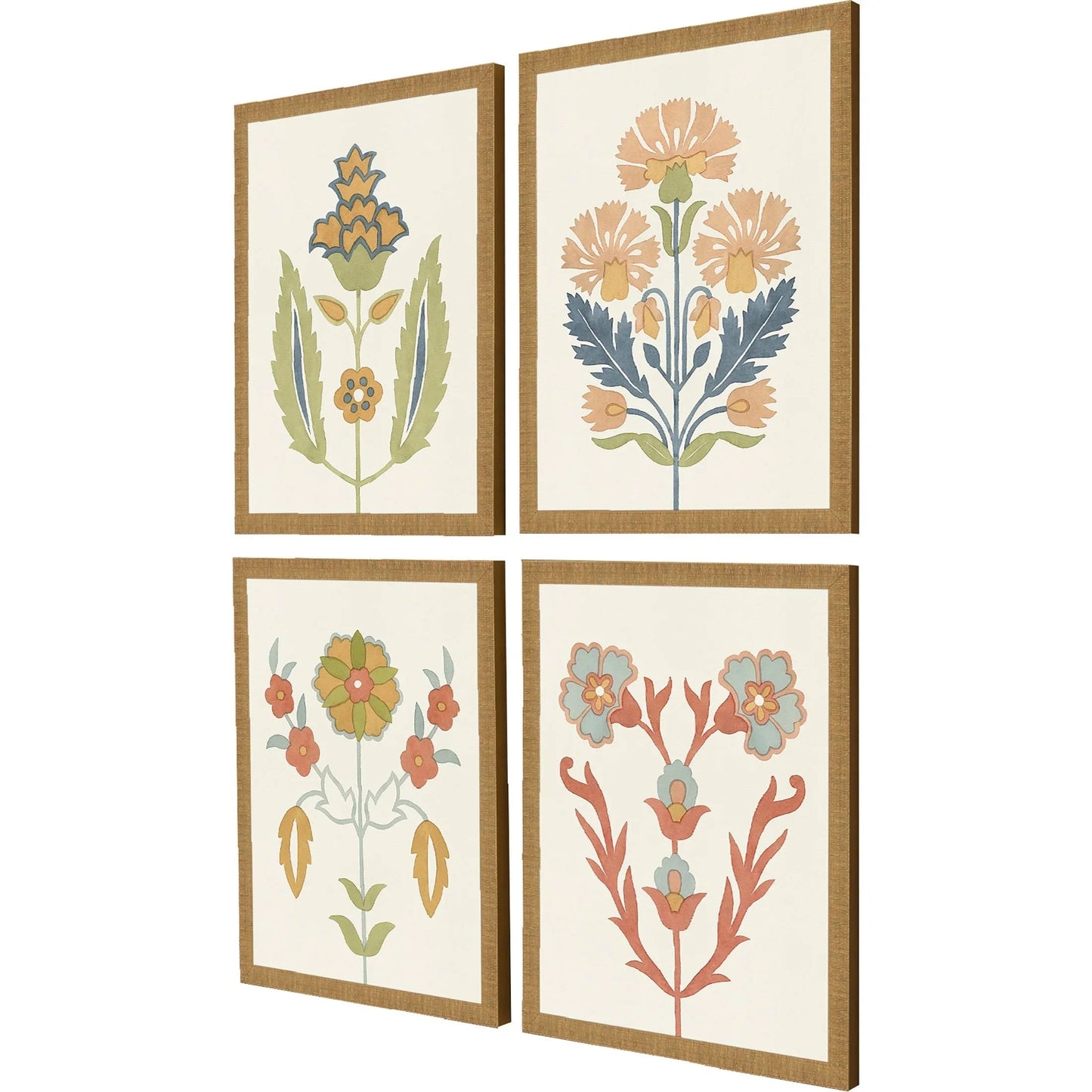 Folk Flourish Multi Canvas Art 4PC