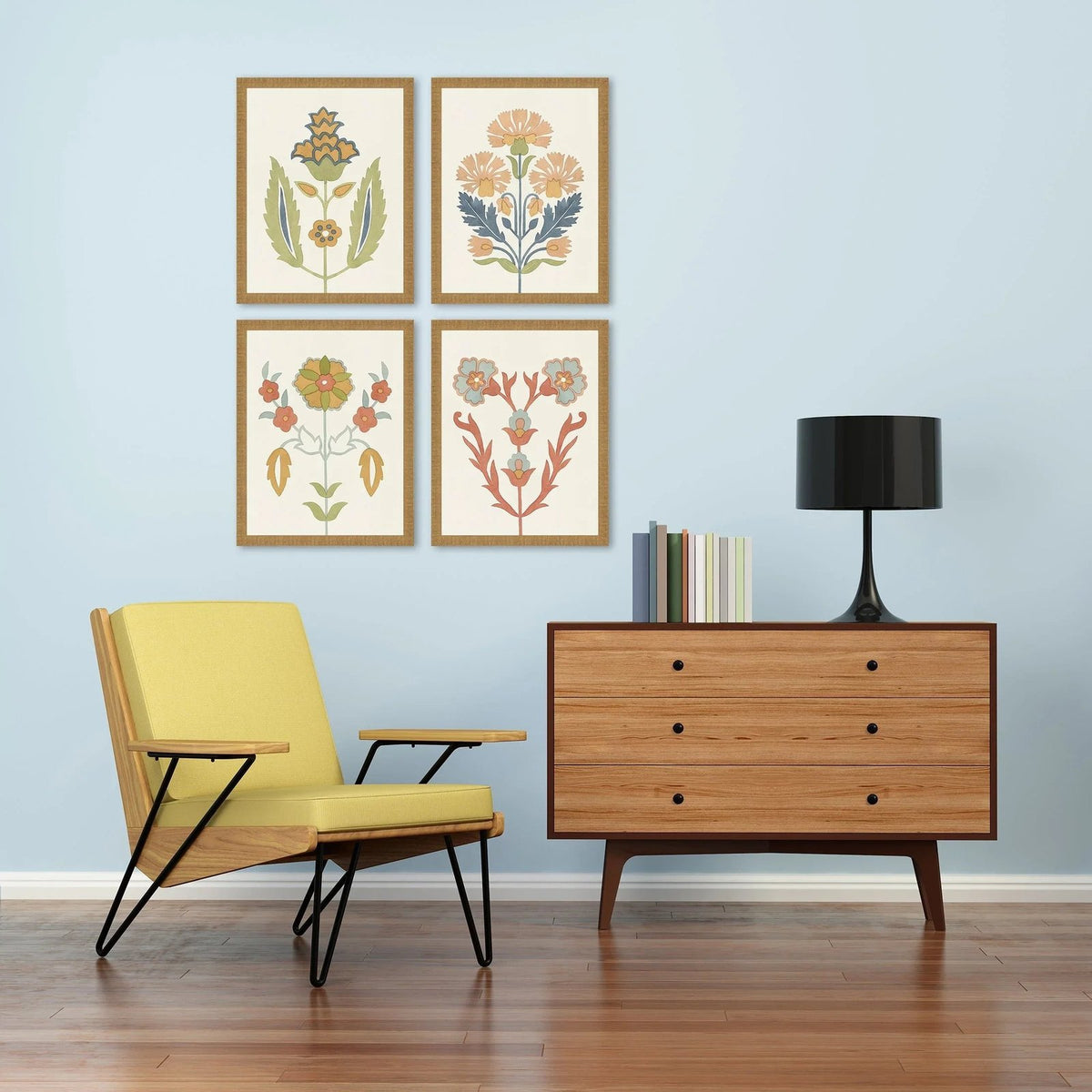 Folk Flourish Multi Framed Wall Art 4PC -- view 2