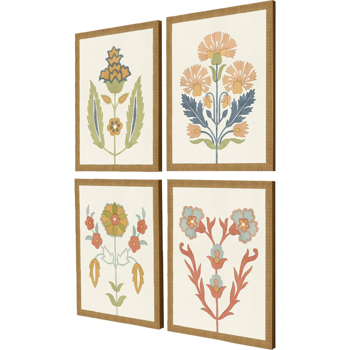Folk Flourish Multi Framed Wall Art 4PC -- view 3